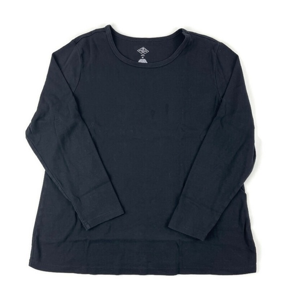 St Johns Bay Womens Long Sleeve Tee Black 1X - Picture 1 of 6